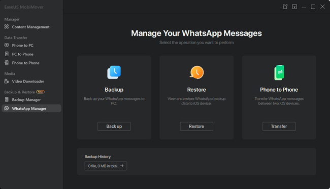 easeus mobimober main interface