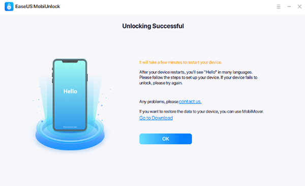 main interface of easeus mobiunlock