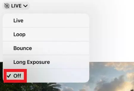 turn off live photos