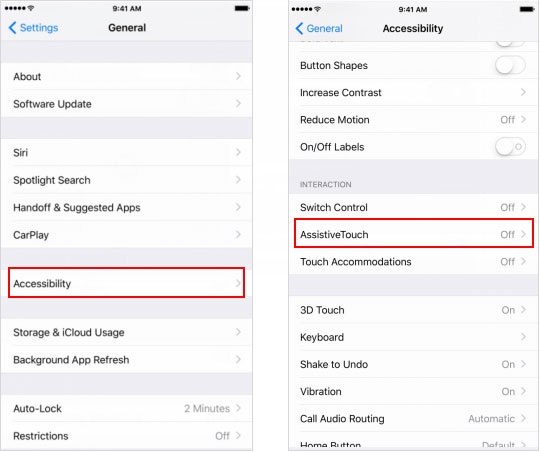 enable assistive touch in settings