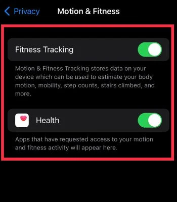 enable fitness tracking on iphone
