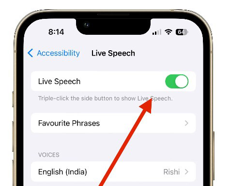 turn live speech on and off