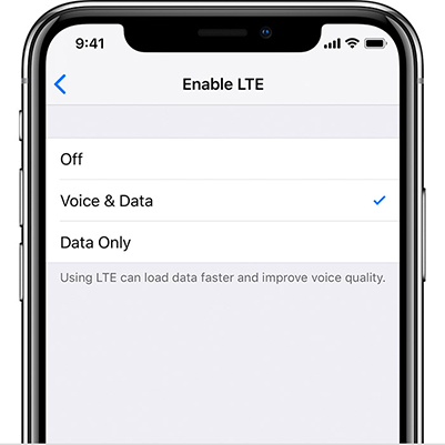 enable lte on iphone