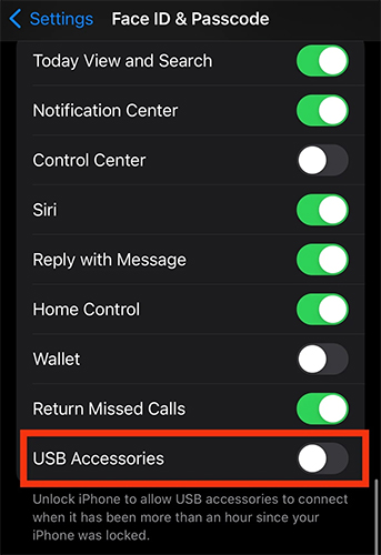 enable usb accessories if carpaly does not work