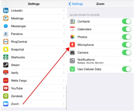 ensure zoom use ipad microphone and camera