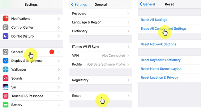 erase all content and settings on iphone 6