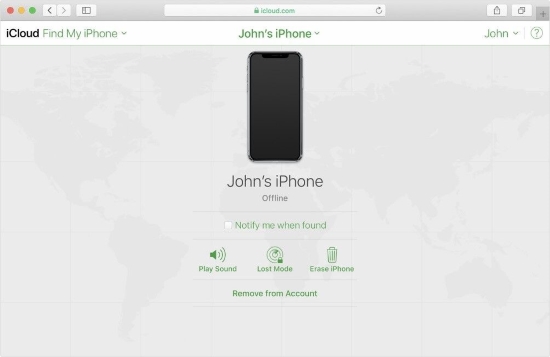 erase iphone xr via icloud