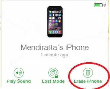 erase iphone via icloud