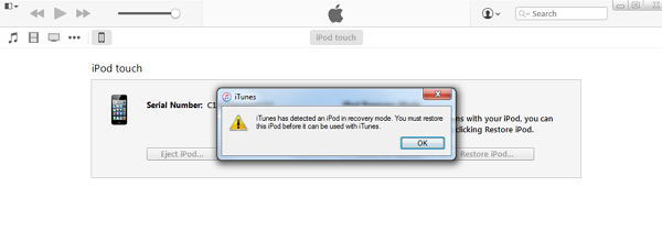 exit ipod recovery mode via itunes