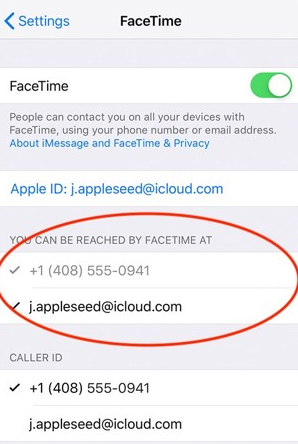 ensure caller id is correct if facetime apple id not signing in