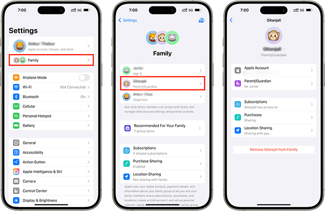 family sharing check apple id