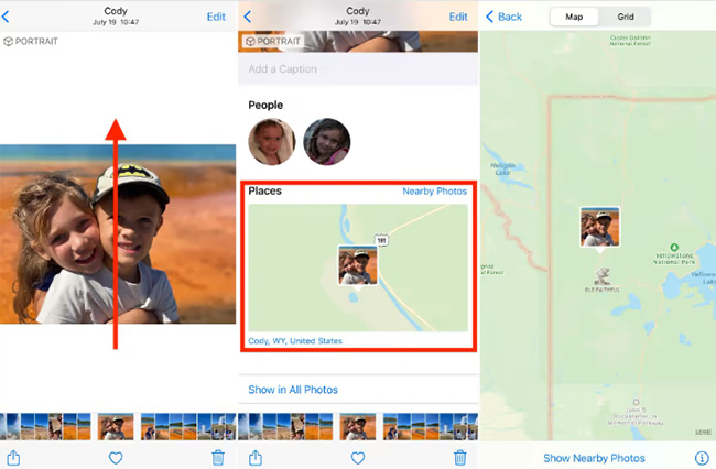 how to find location of photo iphone