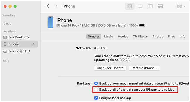restore iphone via finder