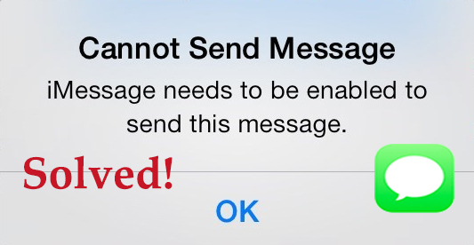 imessage needs to be enabled to send this message