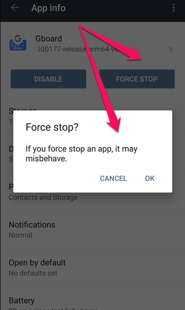 force stop gboard