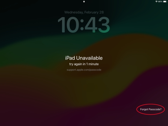 erase ipad via forgot passcode