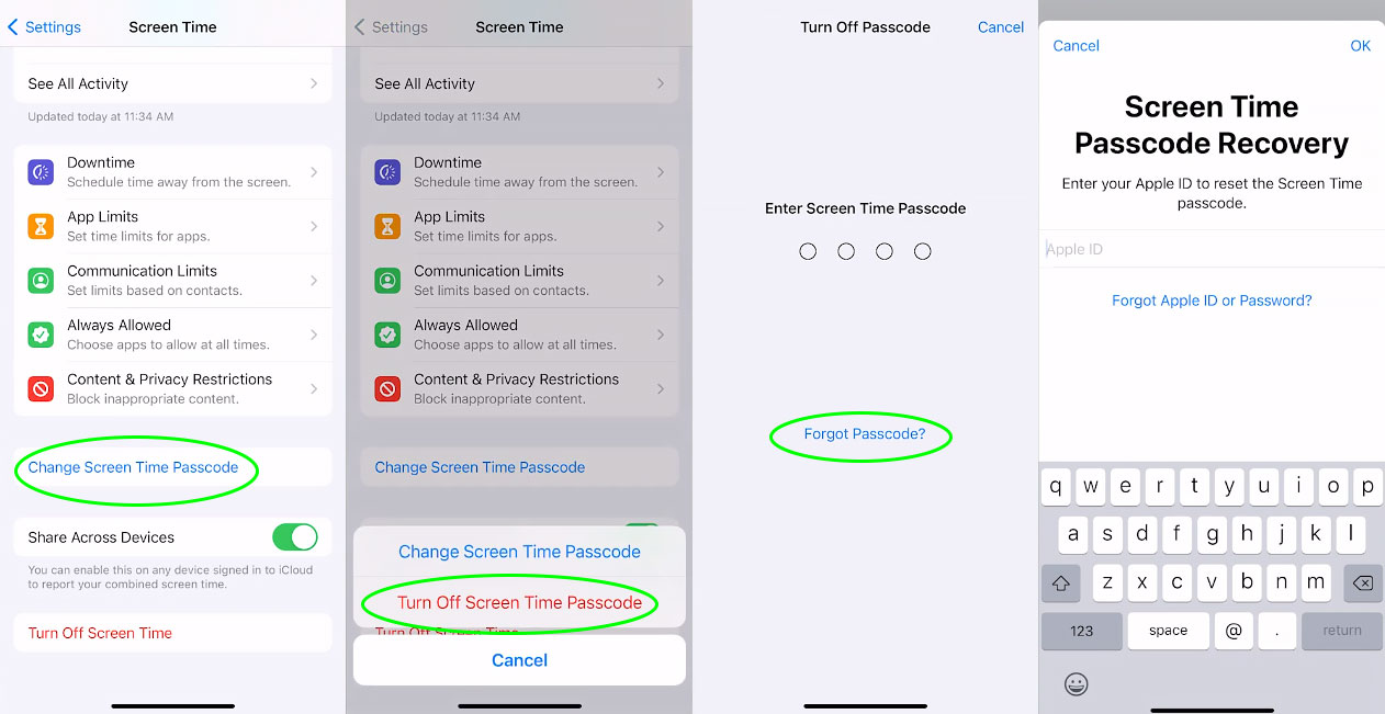 recover screen time passcode free