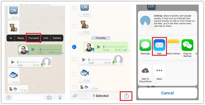 recover whatsapp audio messages on iphone with email