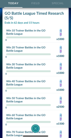 go battle league timed research