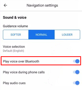 adjust google maps bluetooth settings
