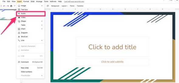 insert recorded audio for google slides