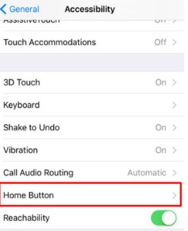 home button setting