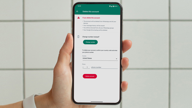 how to delete my whatsapp account