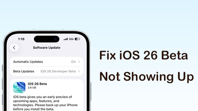 how to fix ios 26 beta not showing up