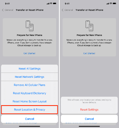 reset location services to fix iphone wrong location