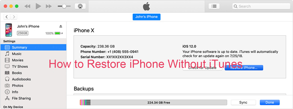 how to restore iphone without itunes