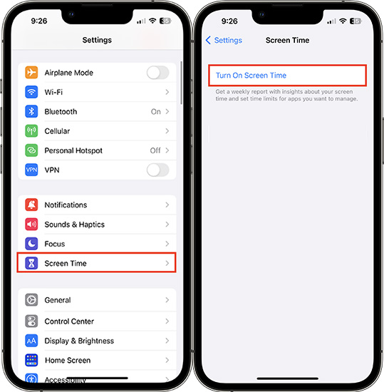 set screen time on iphone or ipad