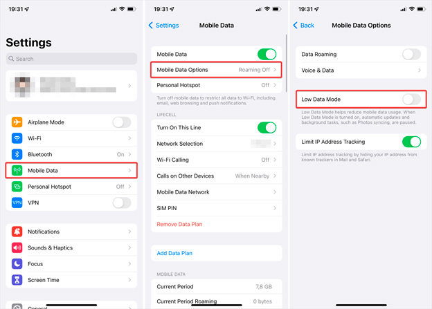 disable low data mode