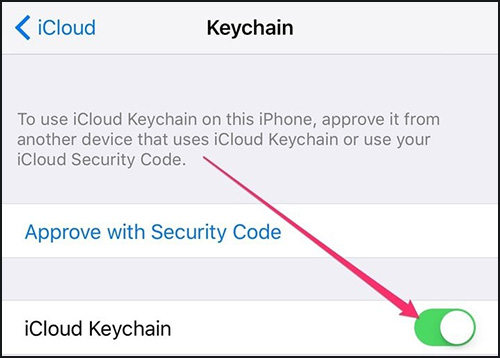 sync keychains between ios devices