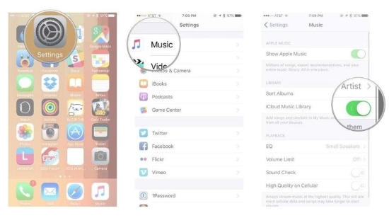 disable iphone icloud music library