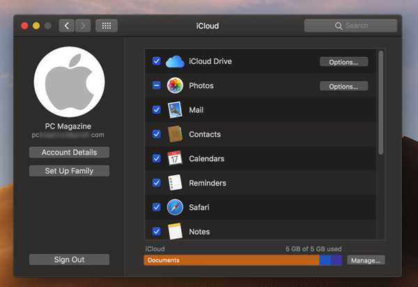 icloud control panel