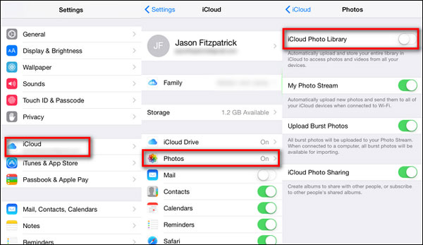 turn off iCloud photo library