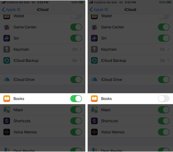 turn icloud sync off and on