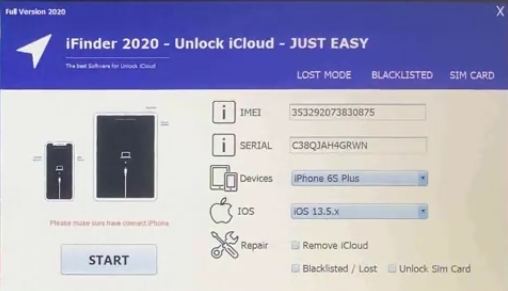 bypass with ifinder and with no need to jailbreak icloud locked iphone