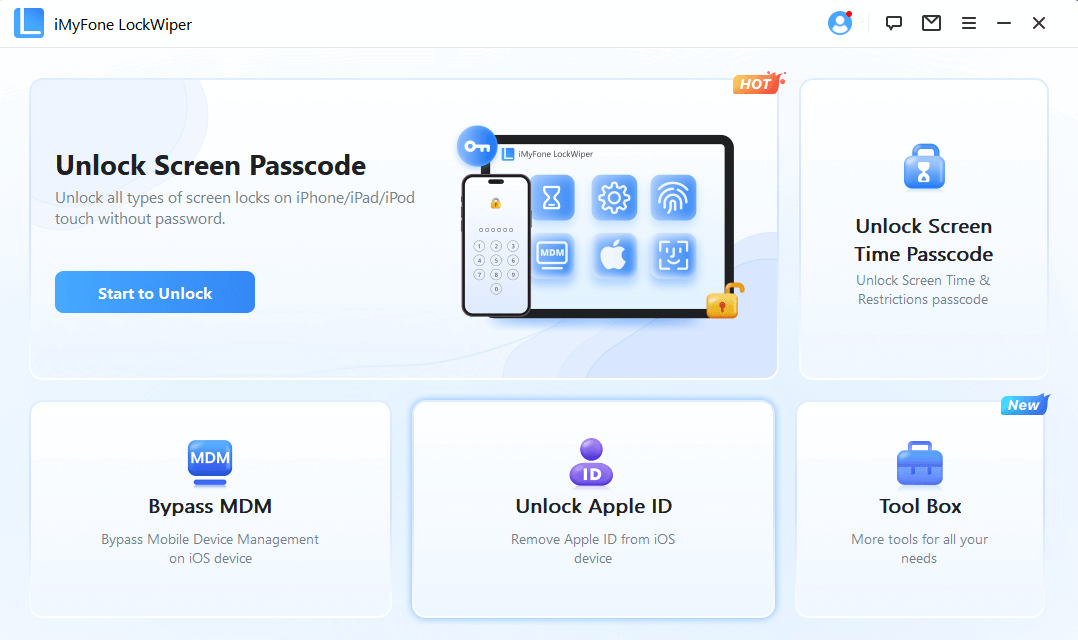 main interface of imyfone lockwiper