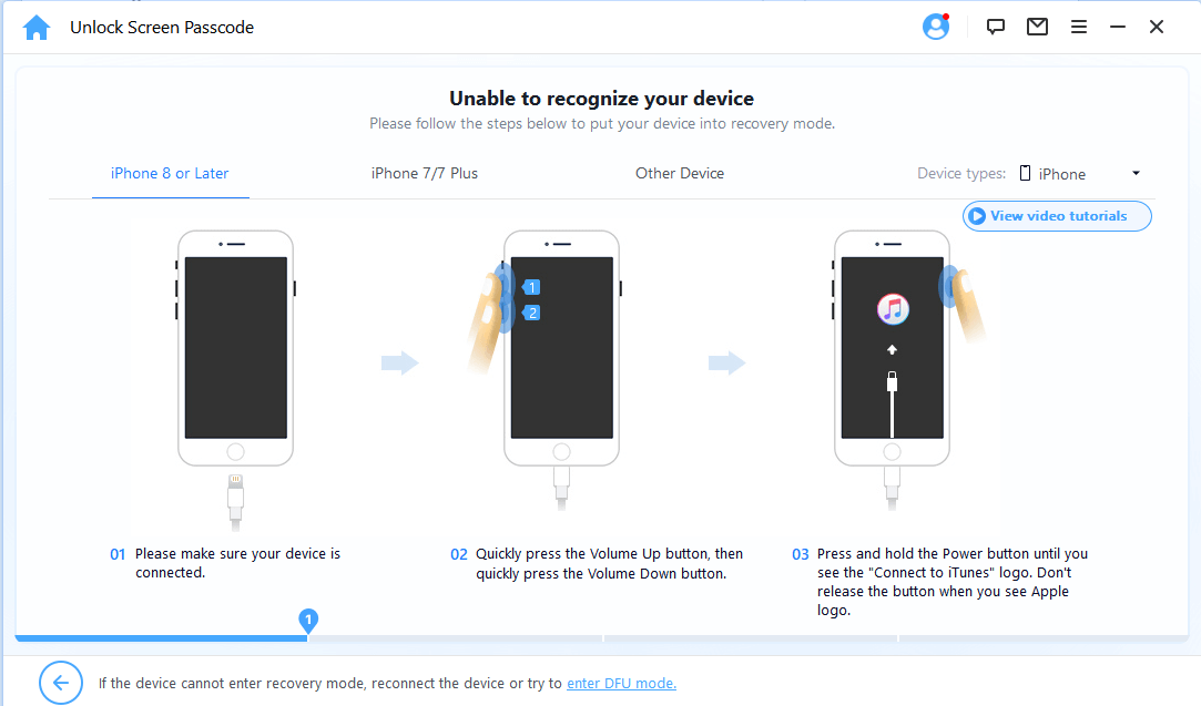 imyfone lockwiper put device into recovery mode