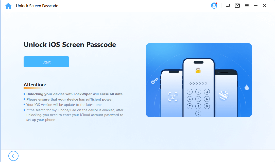 imyfone lockwiper start to unlock