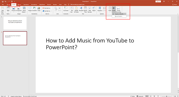 how to add music from youtube to powerpoint