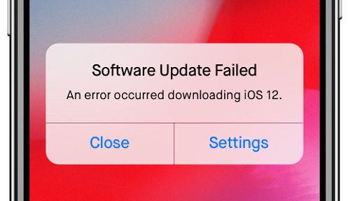 ios 12 update failed