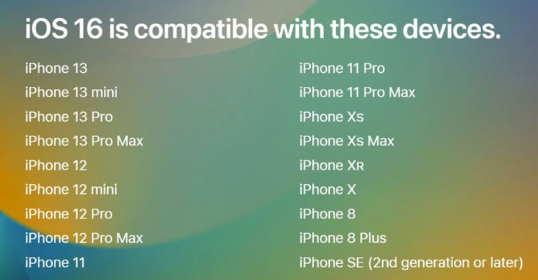 ios 16 compatiable iphone devices