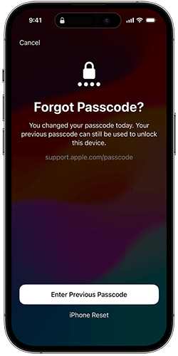 enter previous passcode if iphone disabled on ios 17
