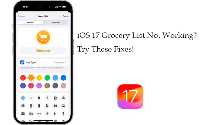 ios 17 grocery list not working