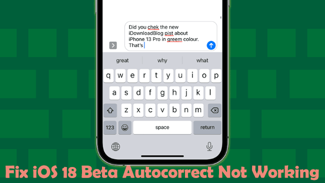 ios 18 autocorrect not working