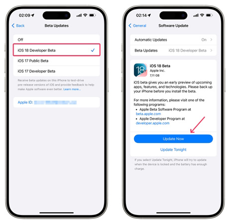 ios 18 beta update now