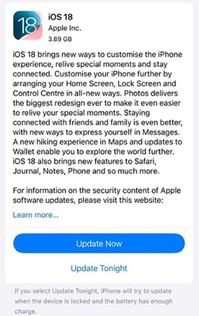update to ios 18