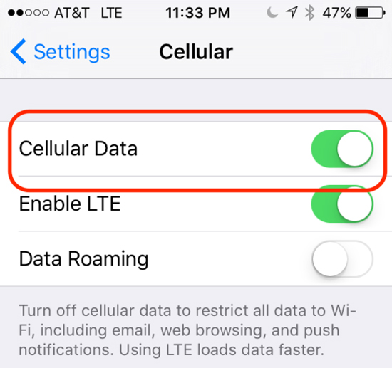 turn on cellular data switch